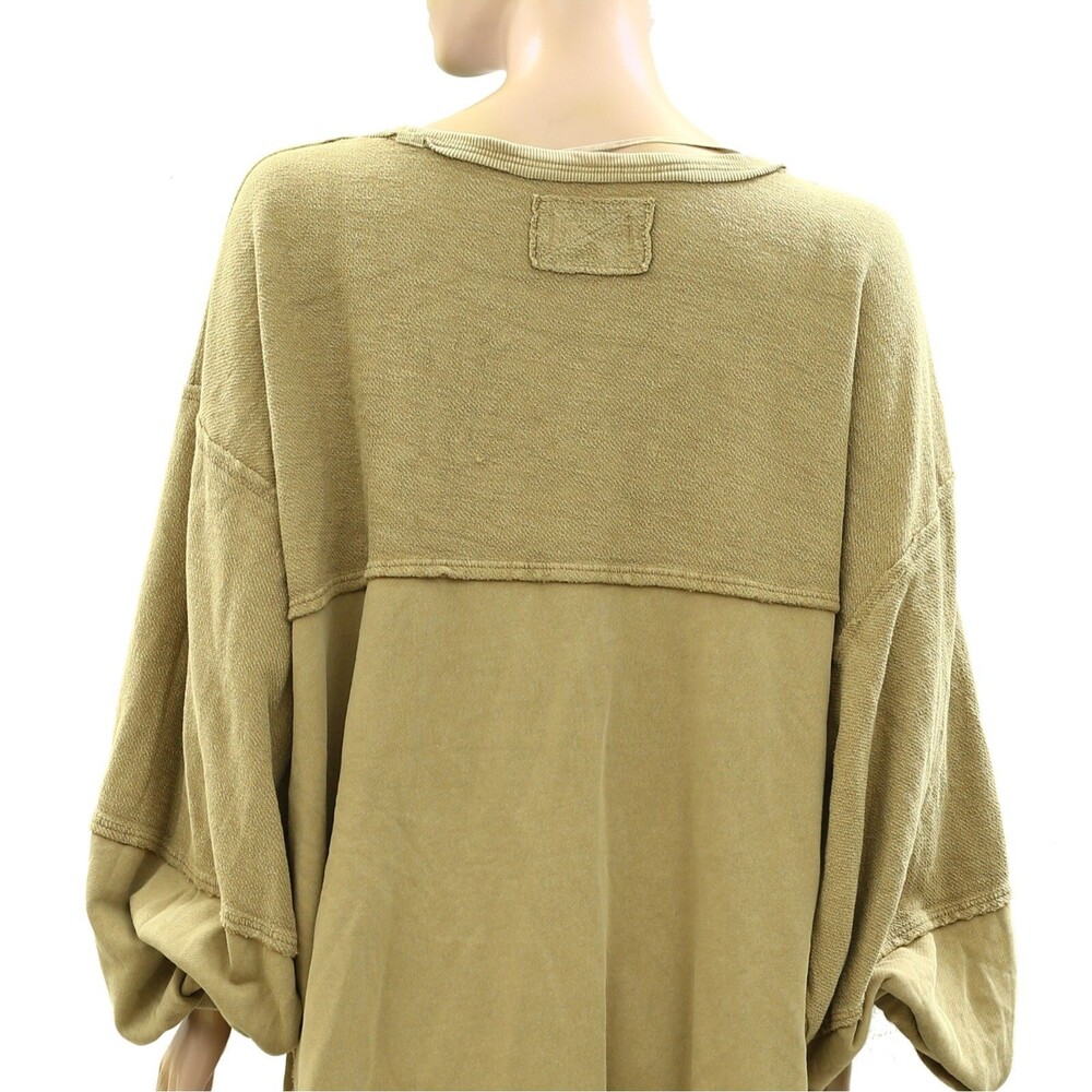 Free People We The Coastal Solid Crew Sweatshirt Top Pullover Oversize L 283815 - Picture 6 of 7